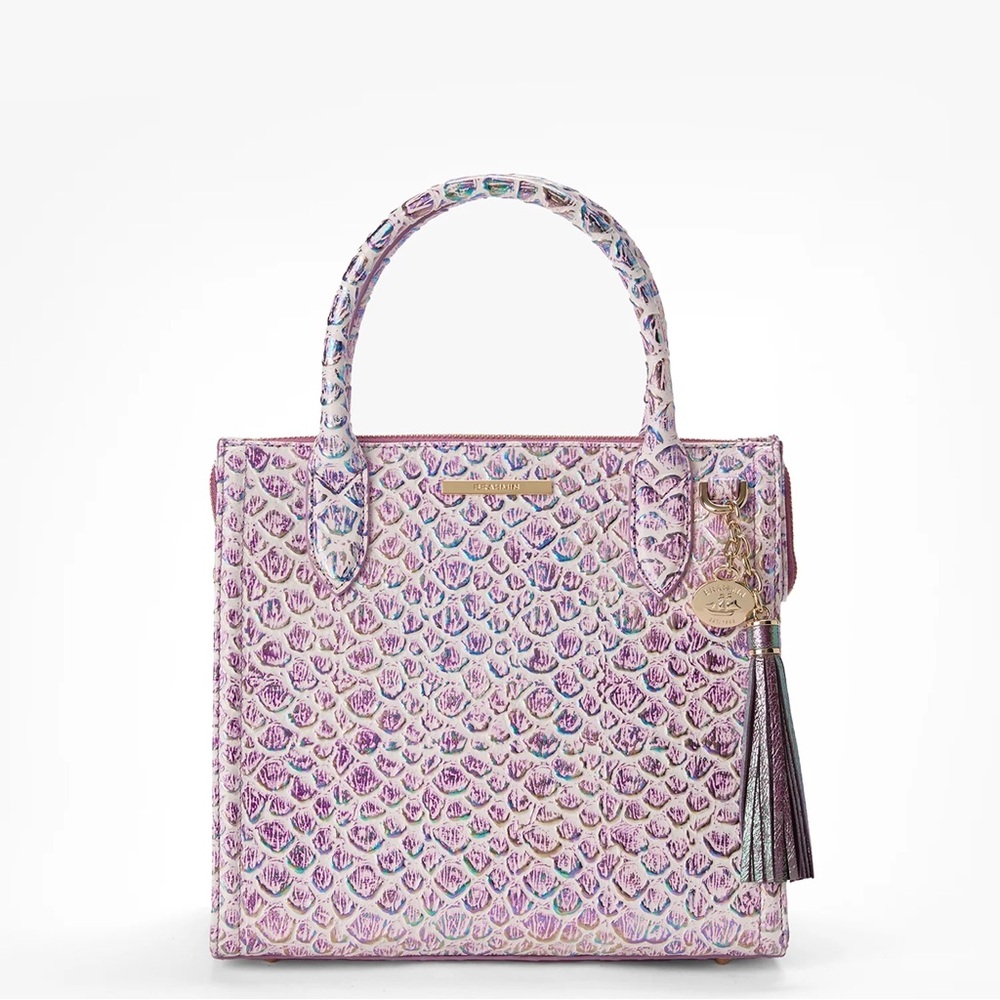 ❌SOLD❌BRAHMIN | Small Caroline Purple Floralite Satchel Bag & Suri Wallet NWT